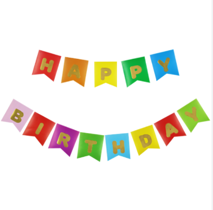 resimler/genel/Happy Birthday Renkli Gold Banner