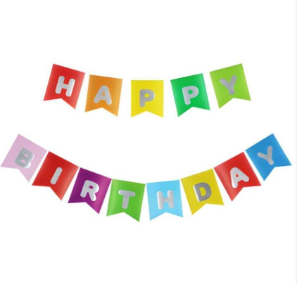 Happy Birthday Renkli Gümüş Banner