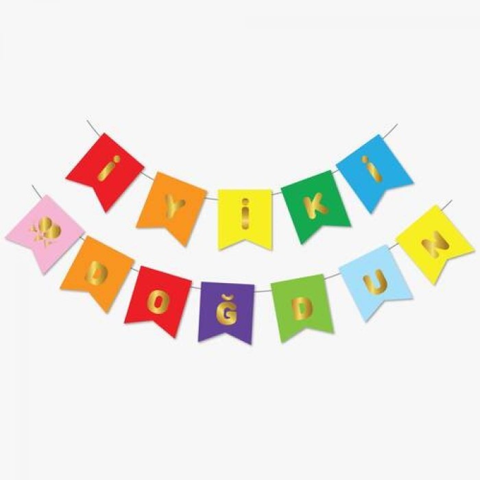 İyi Ki Doğdun Renkli Gold Banner