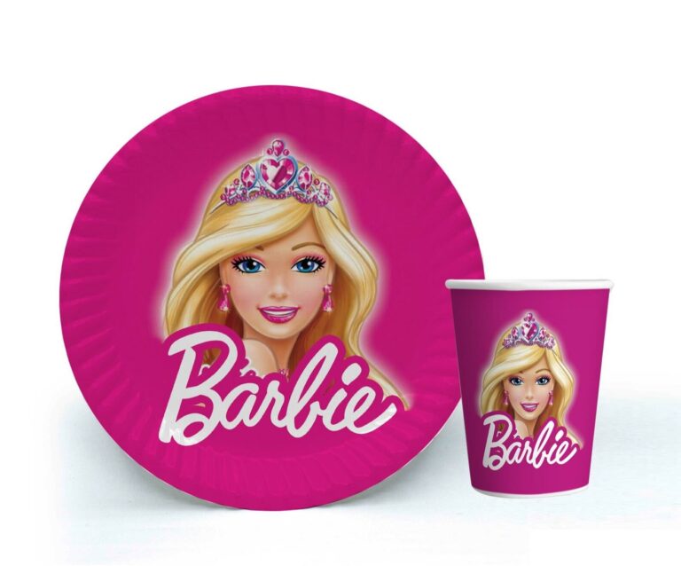 Barbie Karton Tabak Bardak (8 adet)