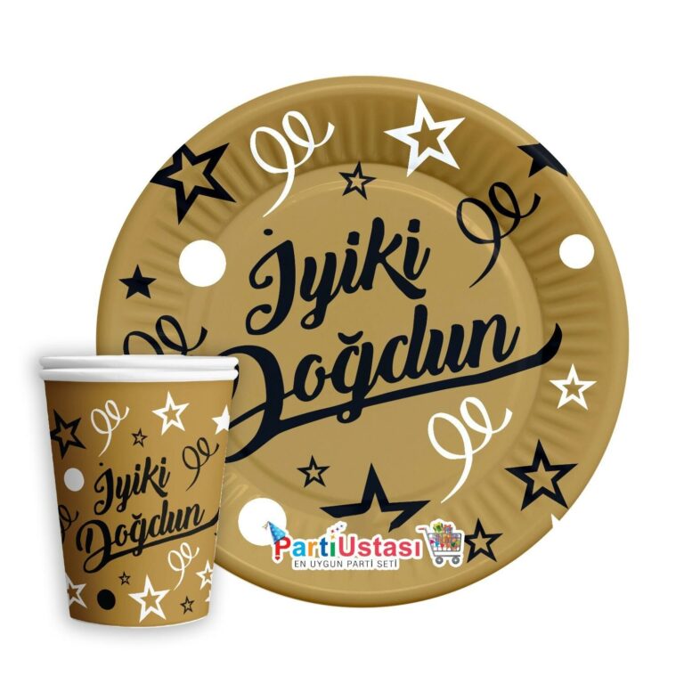 İyi Ki Doğdun Gold Karton Tabak Bardak (8 adet)