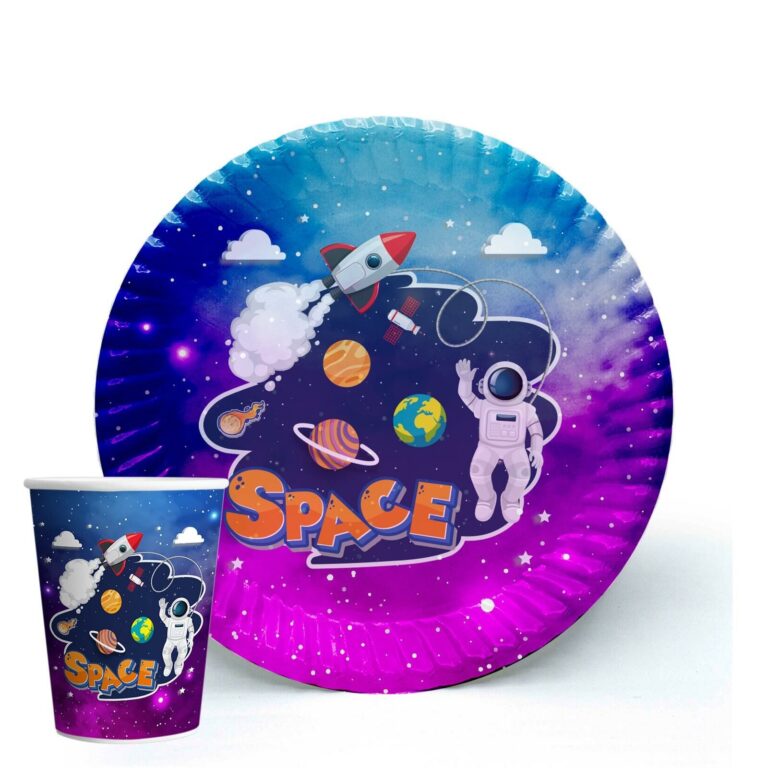 Uzay Karton Tabak Bardak (8 adet)